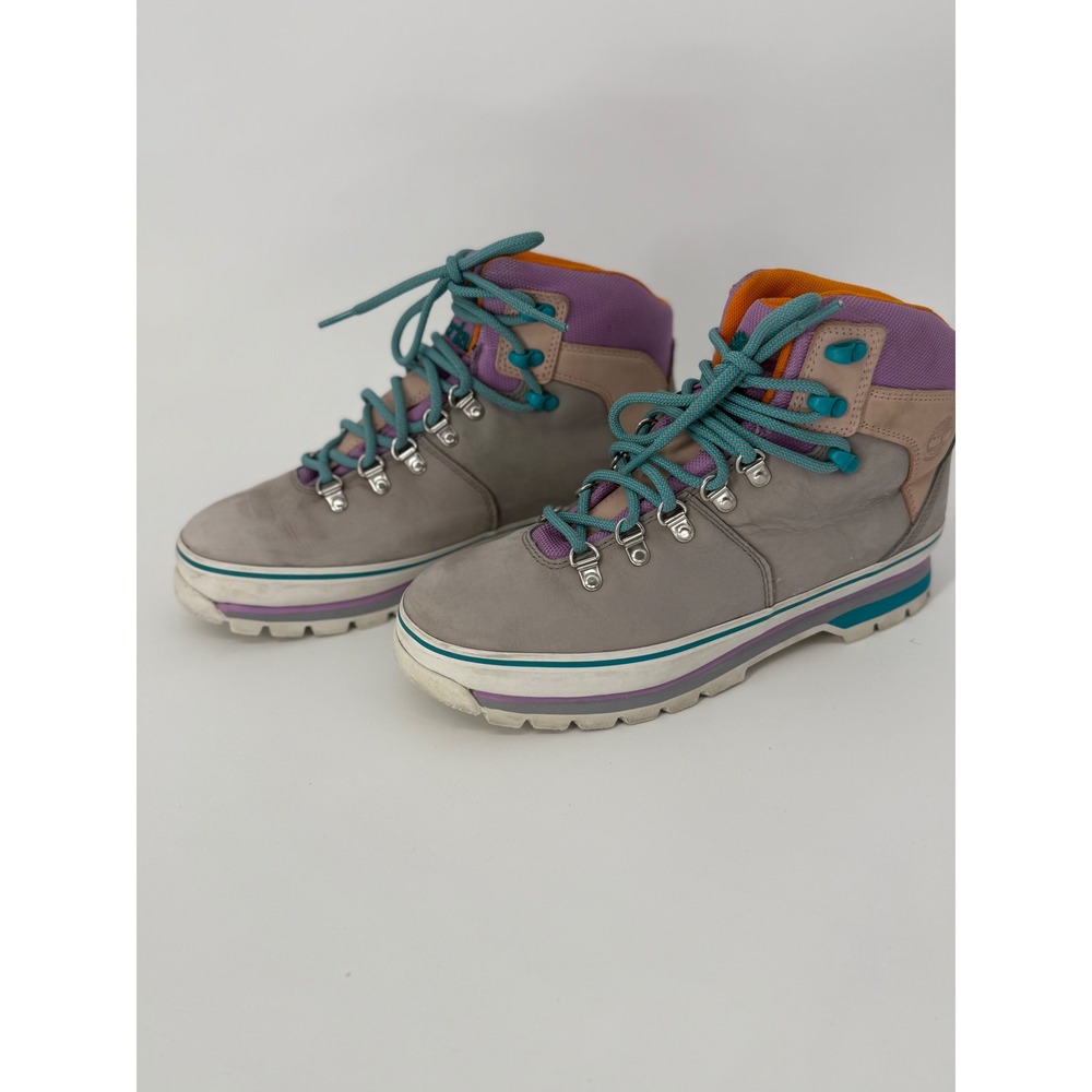 Timberland Euro Hiker Waterproof Boots Womens 10 Grey‎ Purple Teal Orange
